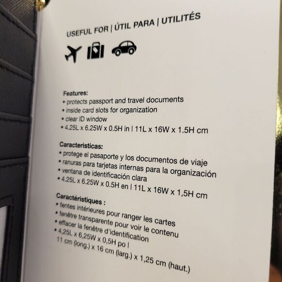 NEW UPGRADE ME BLACK SAFFIANO FAUX LEATHER LUXE PASSPORT TRAVEL CARD WALLET NWT - Picture 2 of 5